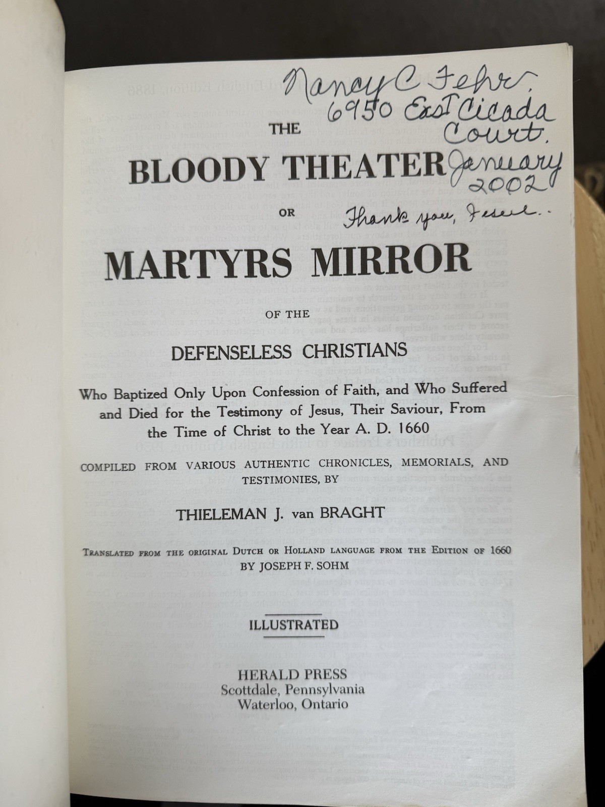 Martyrs’ Mirror by Thieleman J. van Braght (1998, Trade Paperback)
