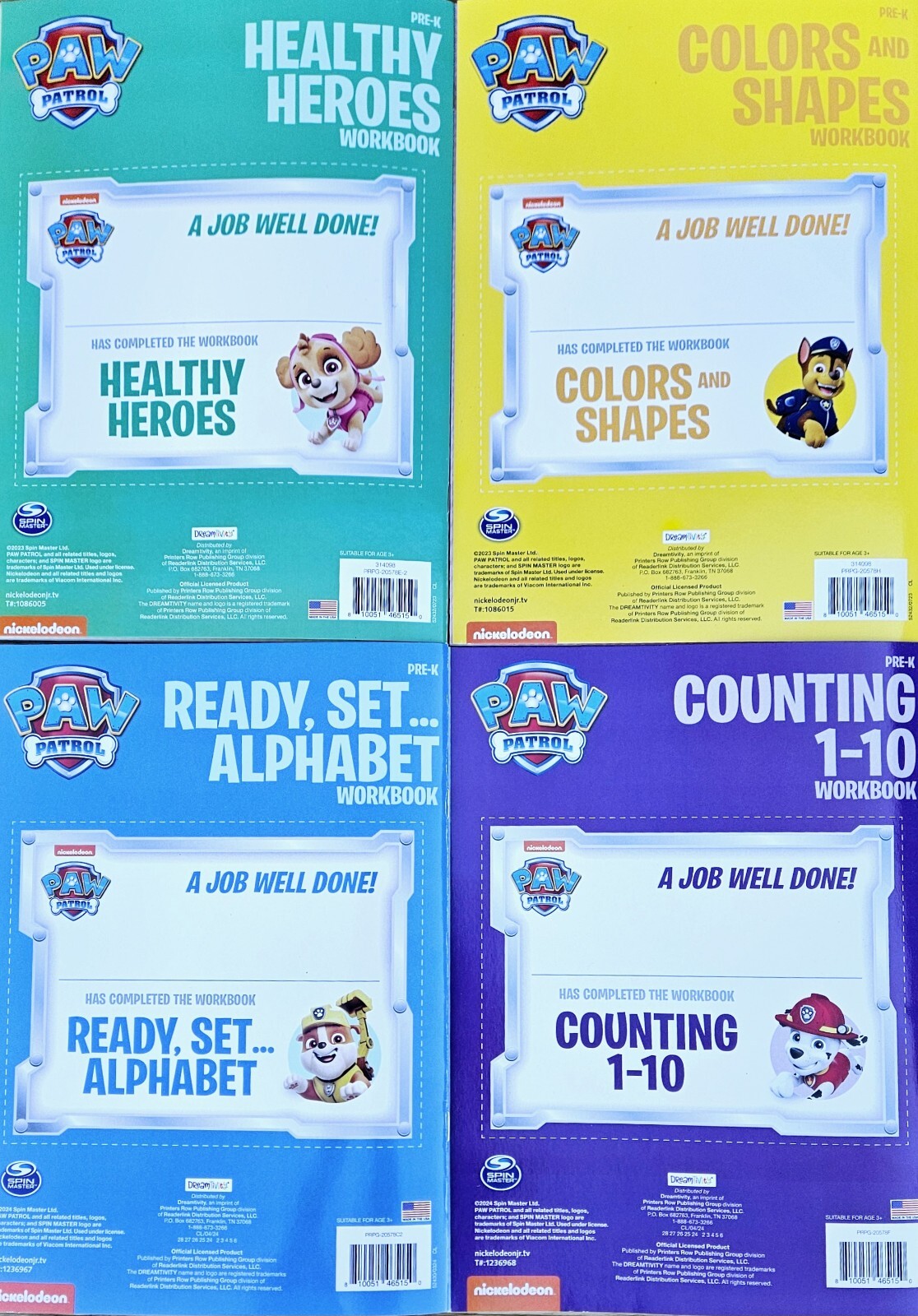 Paw Patrol Pre-K Workbook set of 6 Brand New