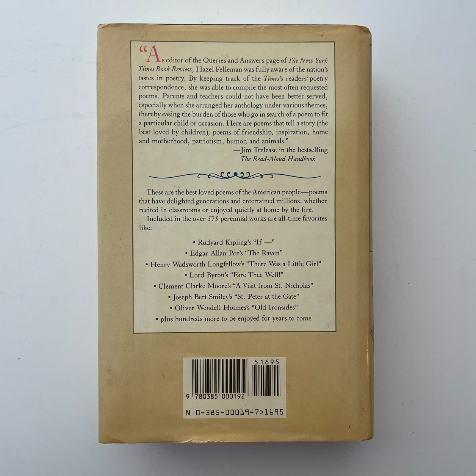 The Best Loved Poems of the American People Hazel Felleman 1936 Excellent Cond.