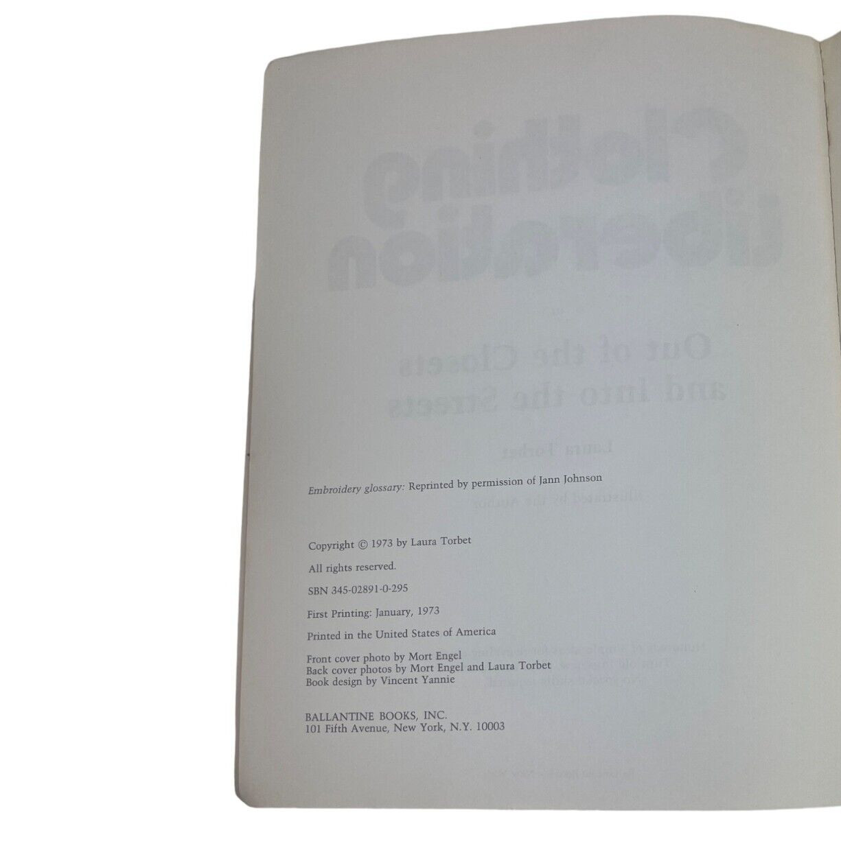 Clothing Liberation or Out of the Closets and Into the Streets Laura Torbet 1973