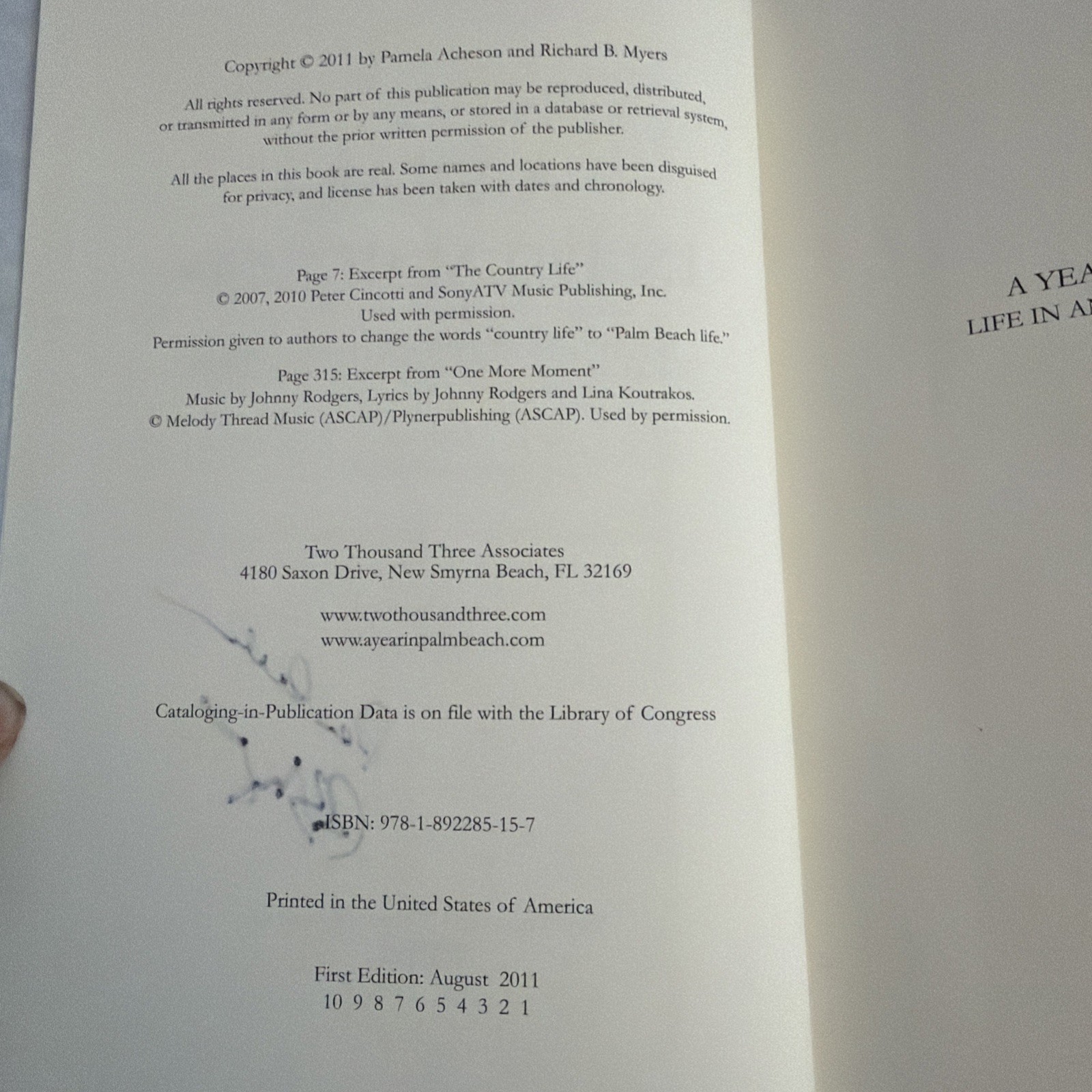 “A Year in Palm Beach: Life in an Alternate Universe” (HCDJ 2011) SIGNED