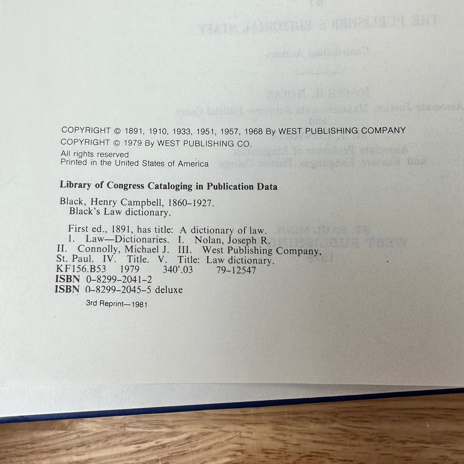 Black’s Law Dictionary Henry Campbell Black 1979 5th Edition West Pub
