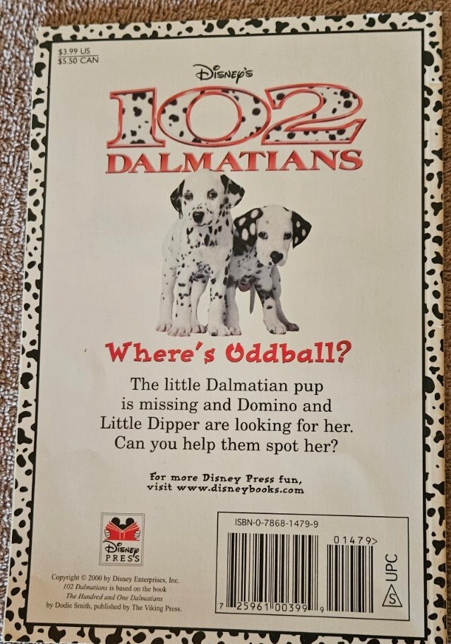 Disney Press 102 Dalmatians Wheres Oddball First Reader Children Paperback Book
