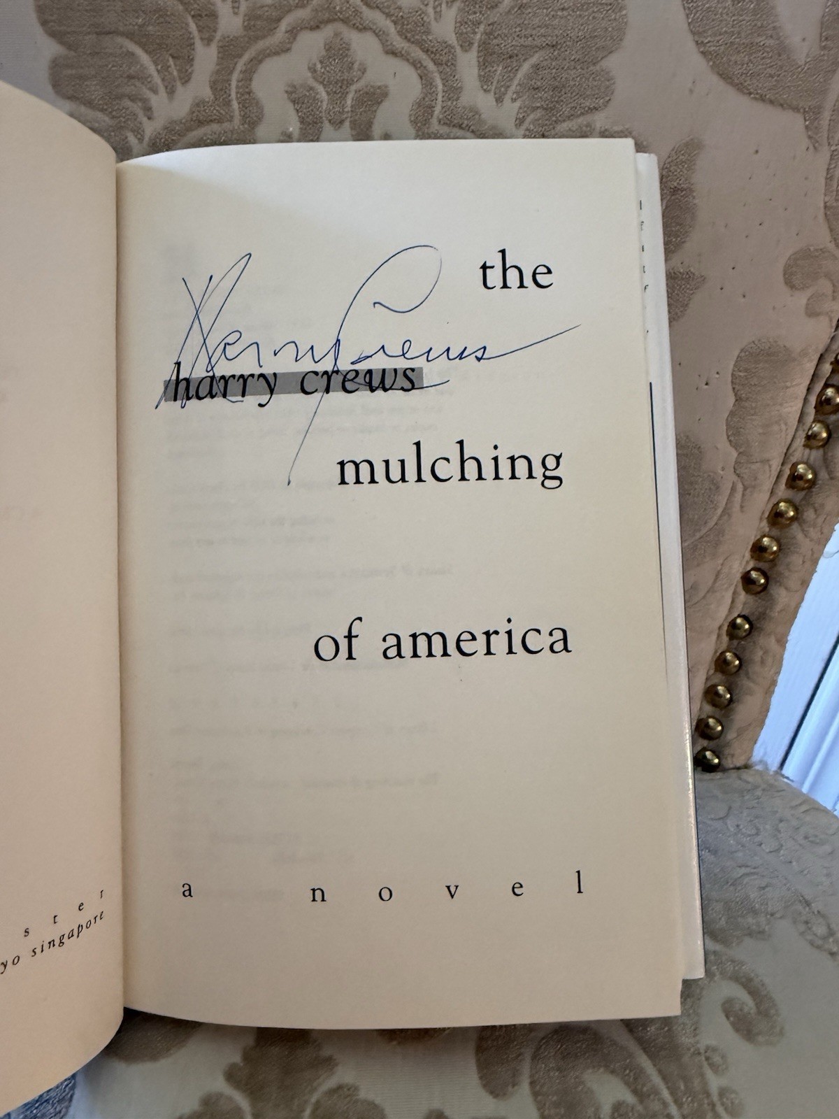 Signed The Mulching Of America by Harry Crews Autographed 1st Ed Hardcover in DJ