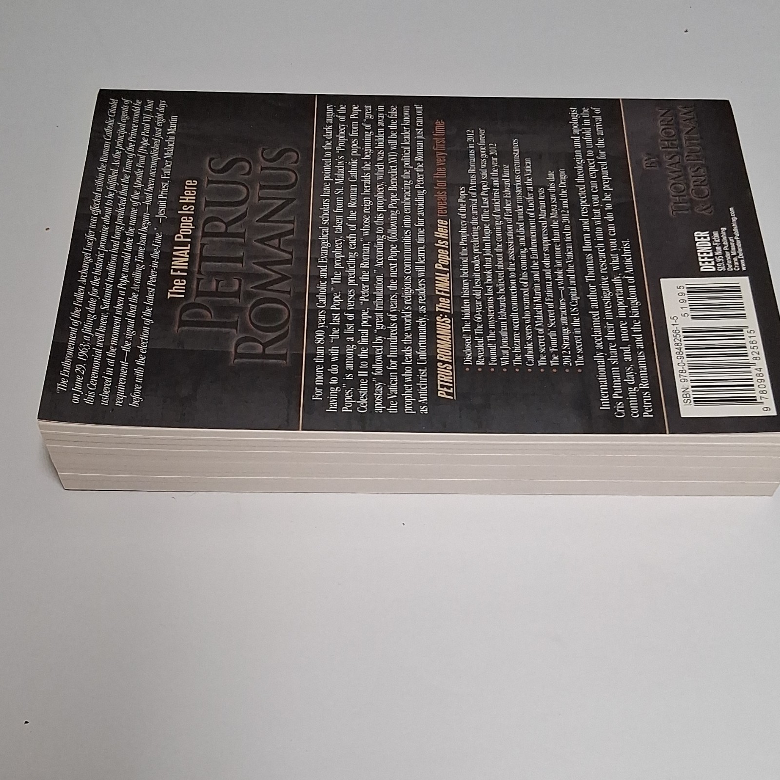 Petrus Romanus Thomas Horn Cris Putnam Paperback Popes Catholicism
