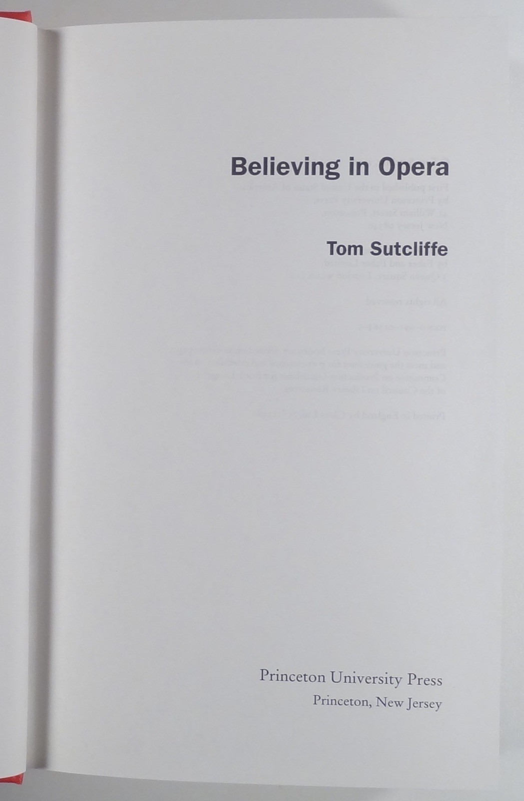 1996 BELIEVING IN OPERA Art History THEATRICAL INTERPRETATION critical theory