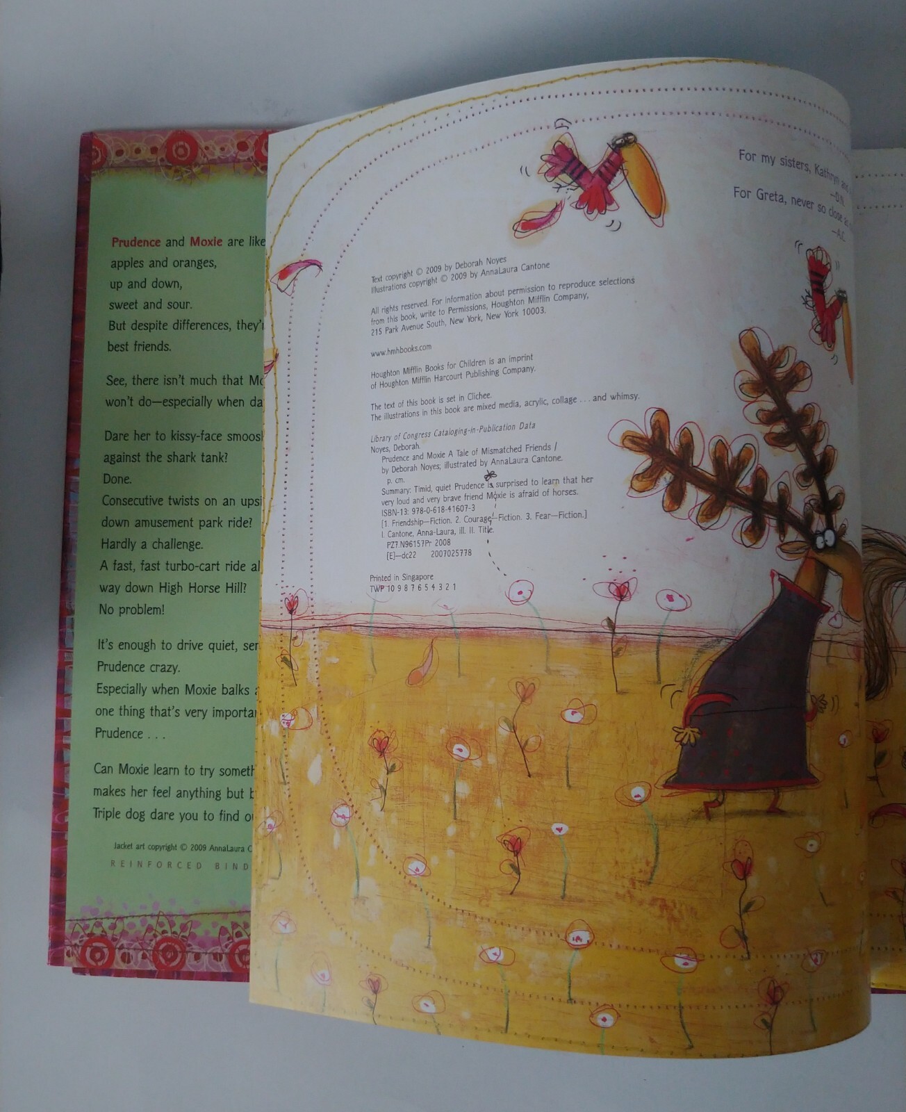 Prudence and Moxie: A Tale of Mismatched Friends by Deborah Noyes 2009 Hardcover