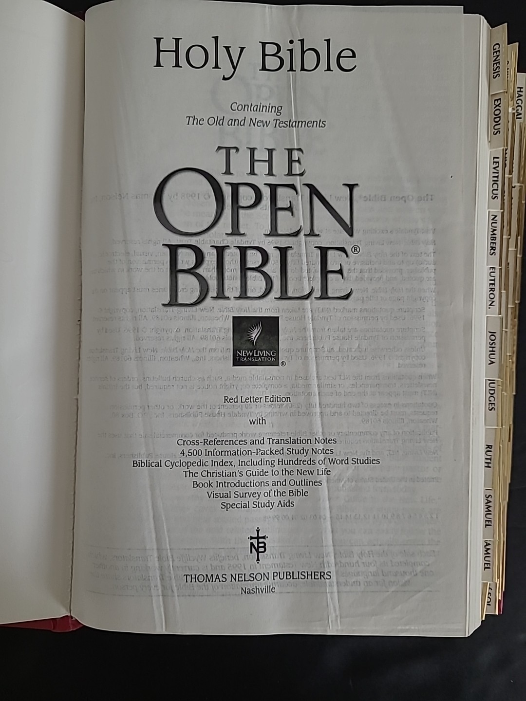 Open Bible Red Letter And Thumb Index 1998,HC ,NLC With Zipper Case
