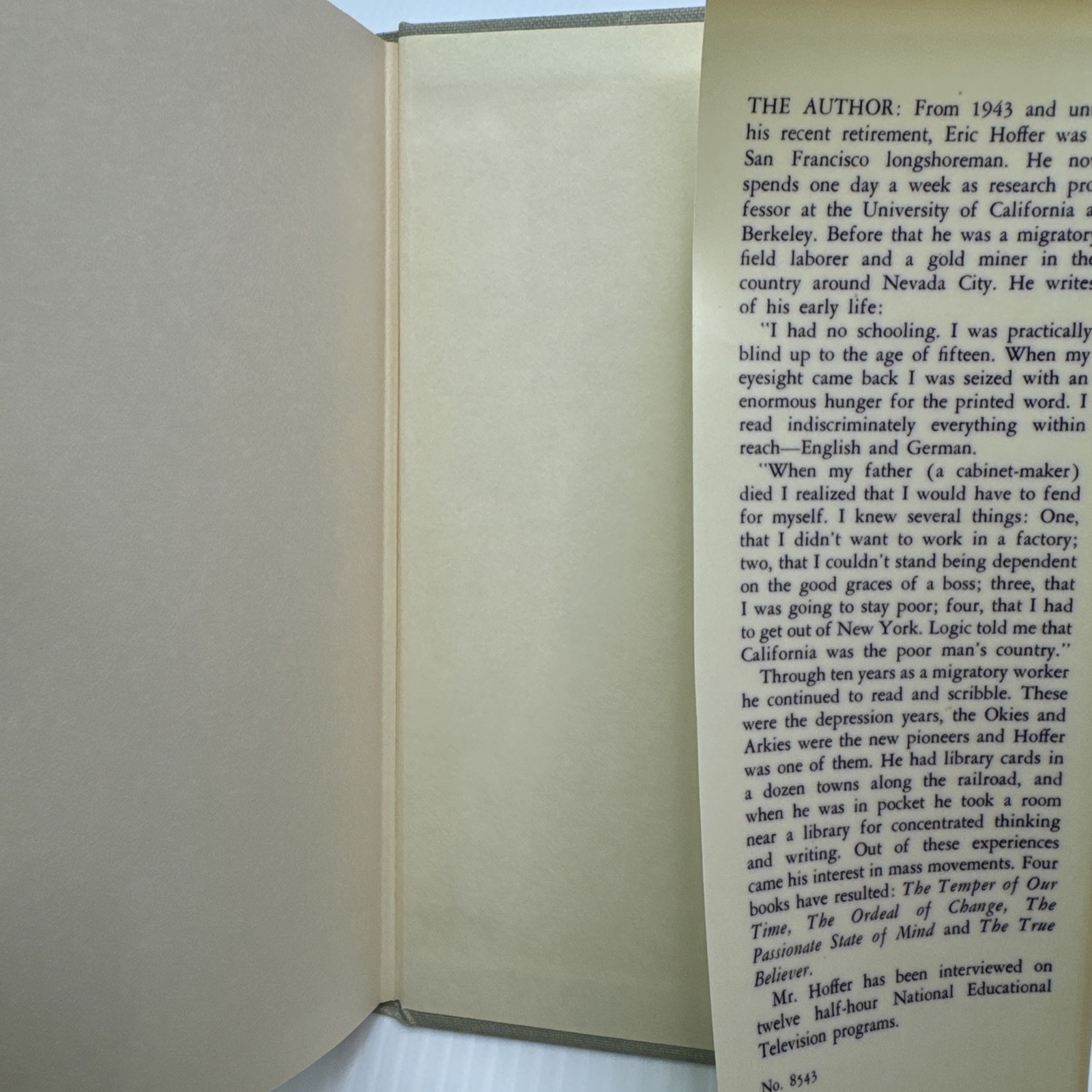 The True Believer Eric Hoffer First Edition Later Print c1951 HC Harper & Row