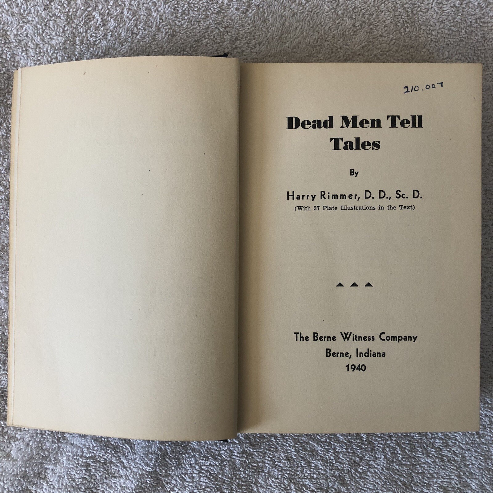 Vintage 1939 printing – Dead Men Tell Tales by Harry Rimmer, Third Ed., Volume 4