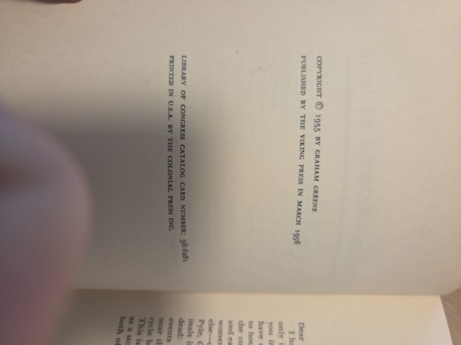 The Quiet American, Graham Greene, The Viking Press, 1956 First Edition Hardcove
