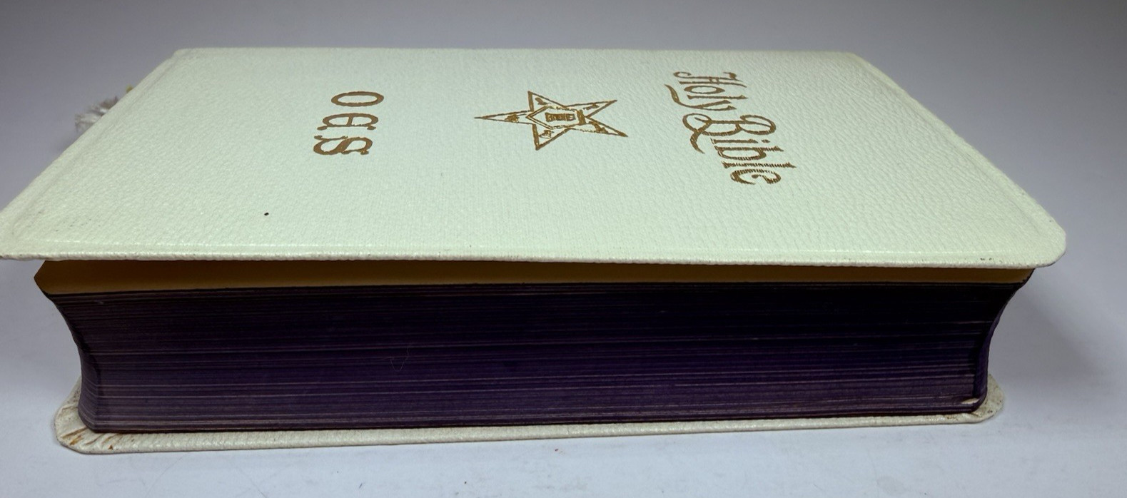 Vintage OES Holy Bible Order of the Eastern Star Pocket White Masonic 5.5″x3.5″