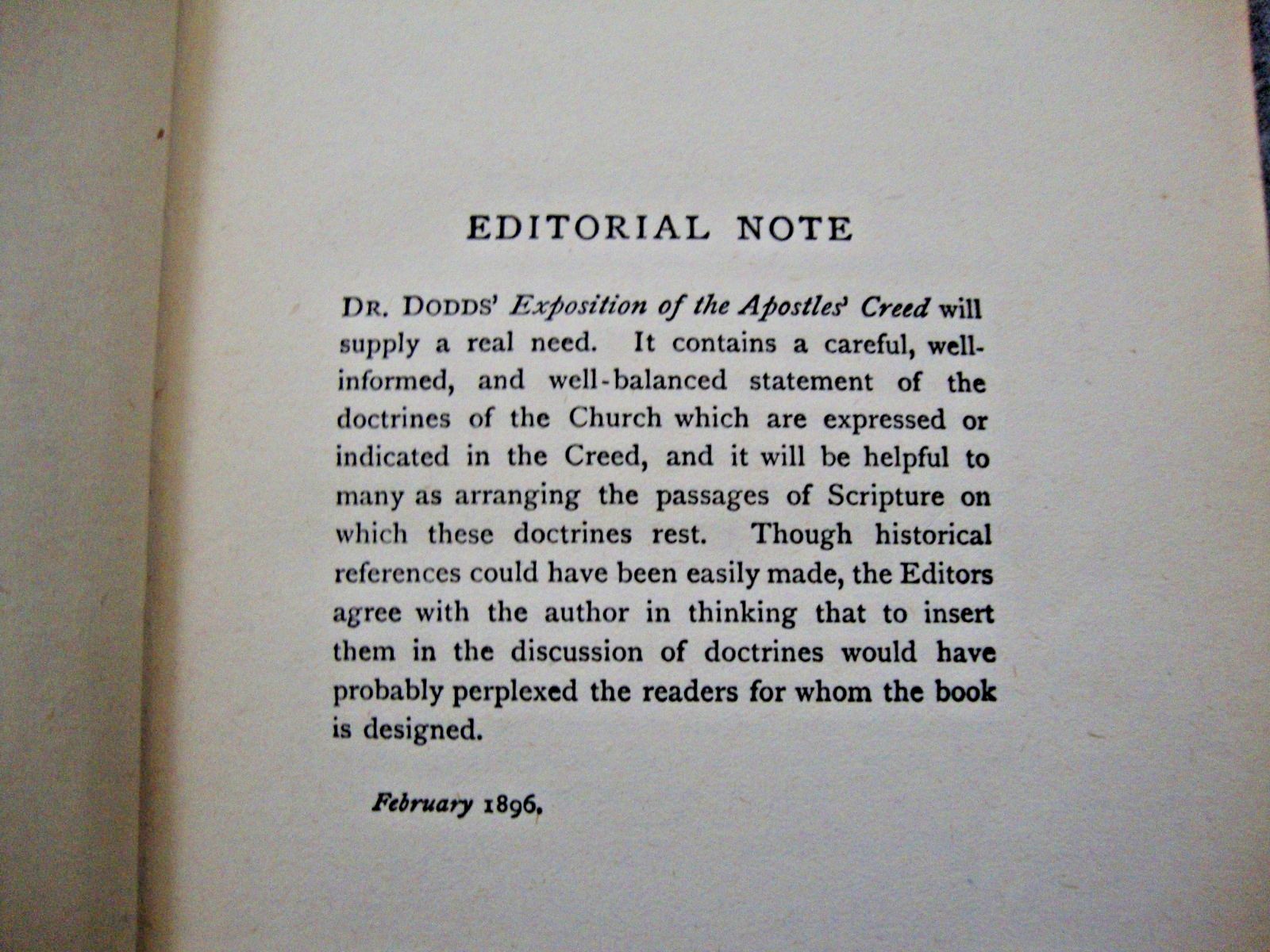 Exposition of The Apostles’ Creed -Rev. James Dodds, D.D. Westminster Press Vtg