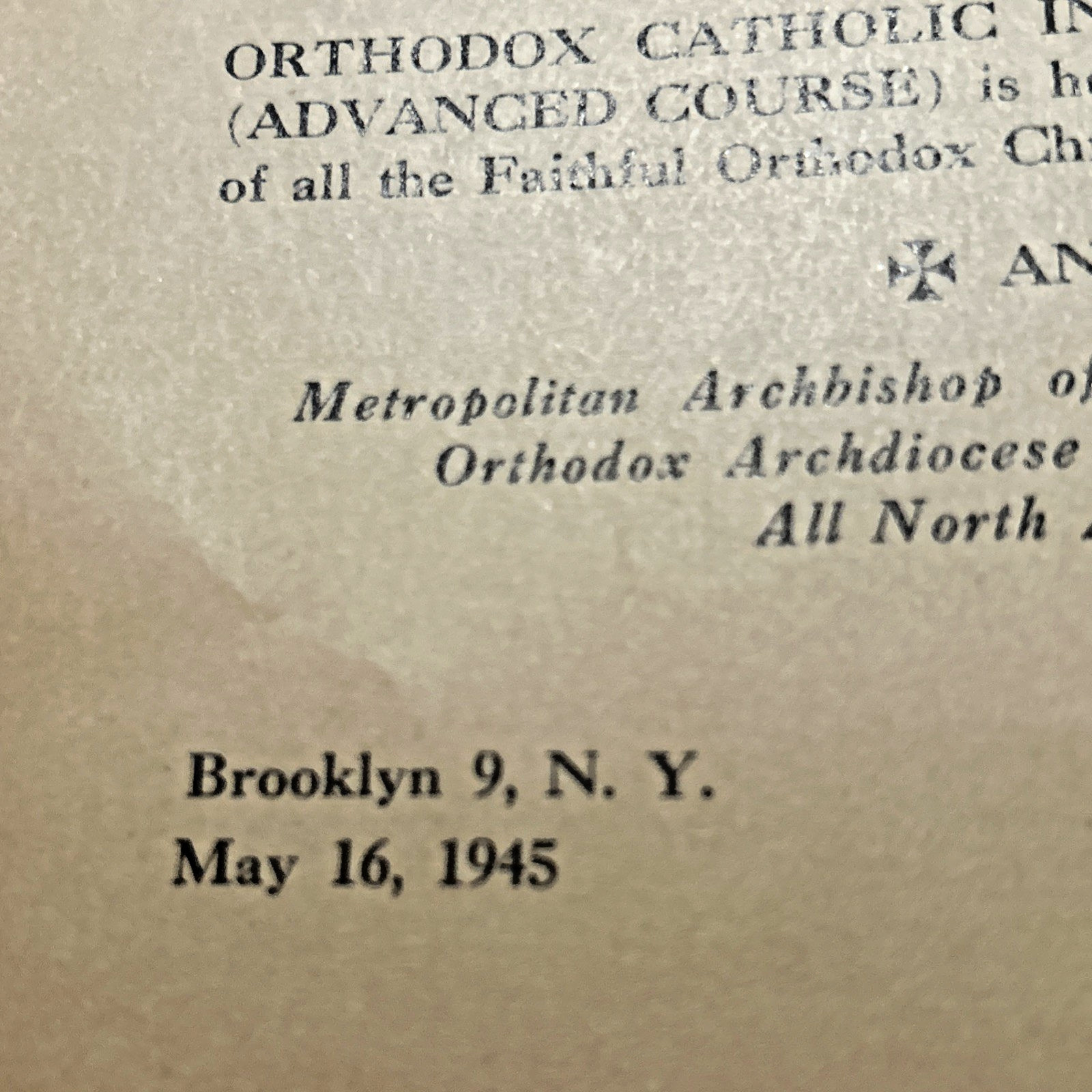 Orthodox Catholic Instruction ~ Book 5 ~ Advanced Course ~ 1945