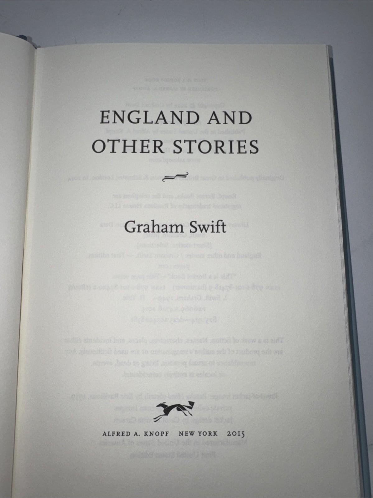 England and Other Stories by Graham Swift (2015, Hardcover)