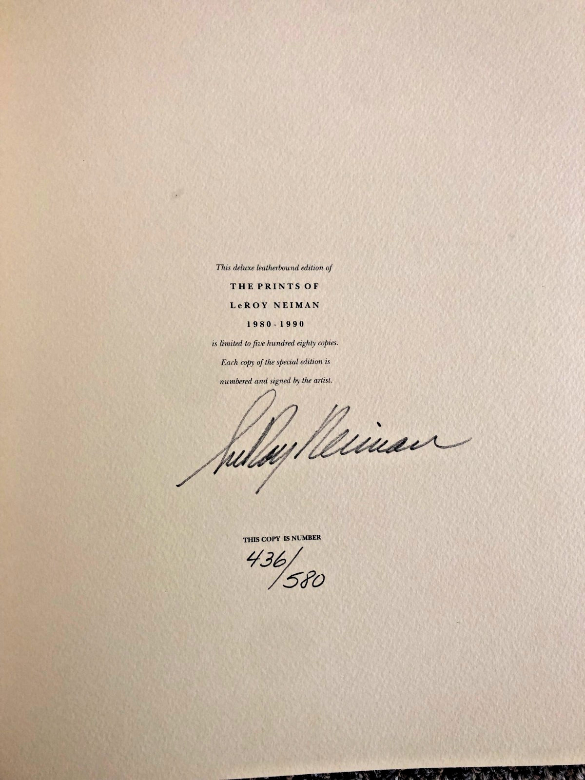 A collector’s edition: Signed, numbered, leather-bound “Prints of LeRoy Neiman”