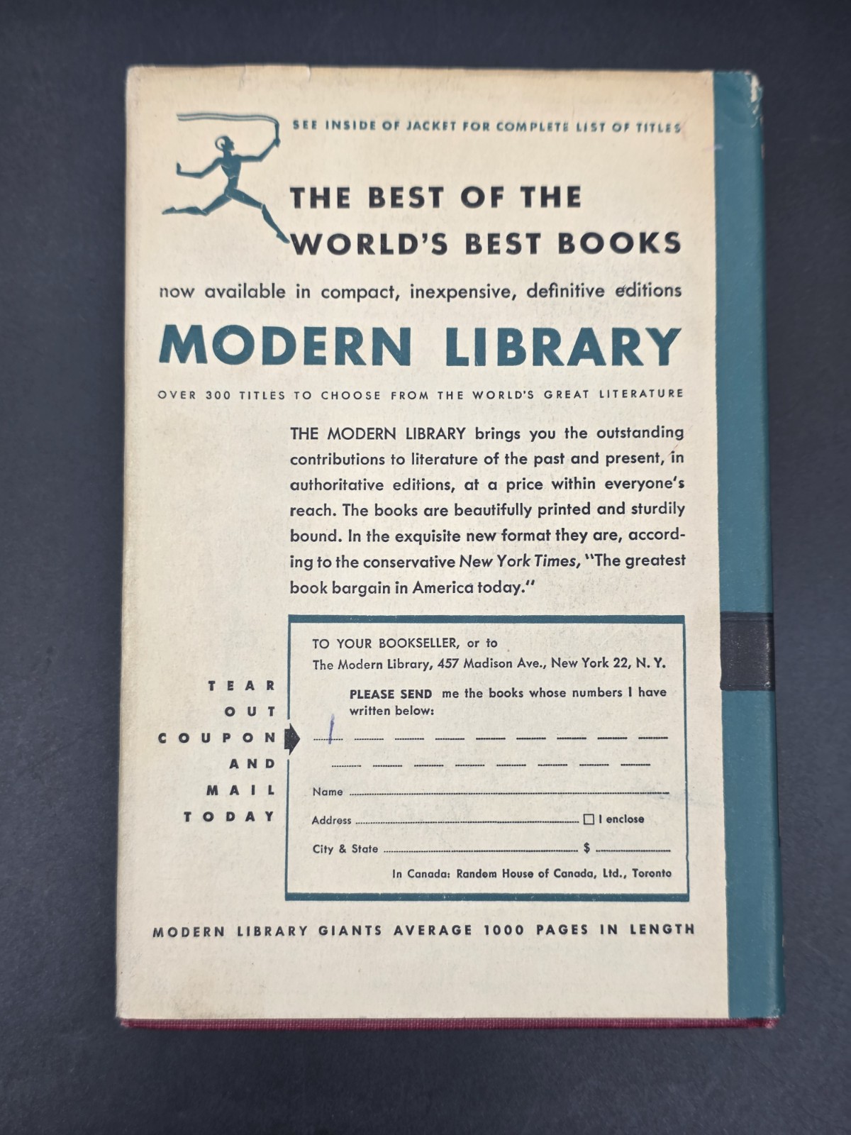 Uncle Tom’s Cabin Modern Library Book Harriet Beecher Stowe 1938 HC VG