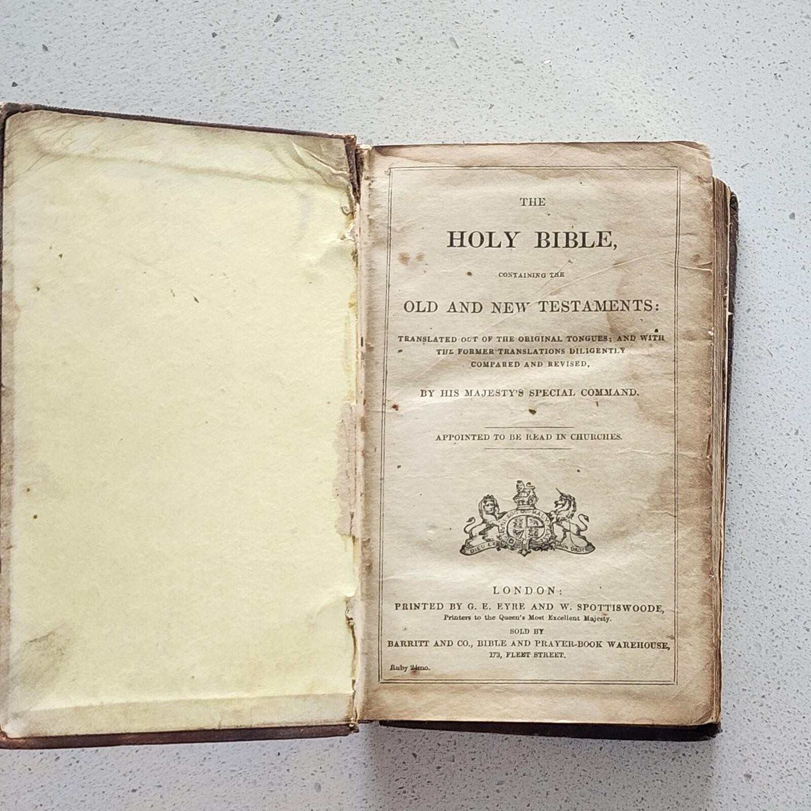 Antique c1860s Victorian Holy Bible Leather Bound Pocket Edition with Gilt Edges