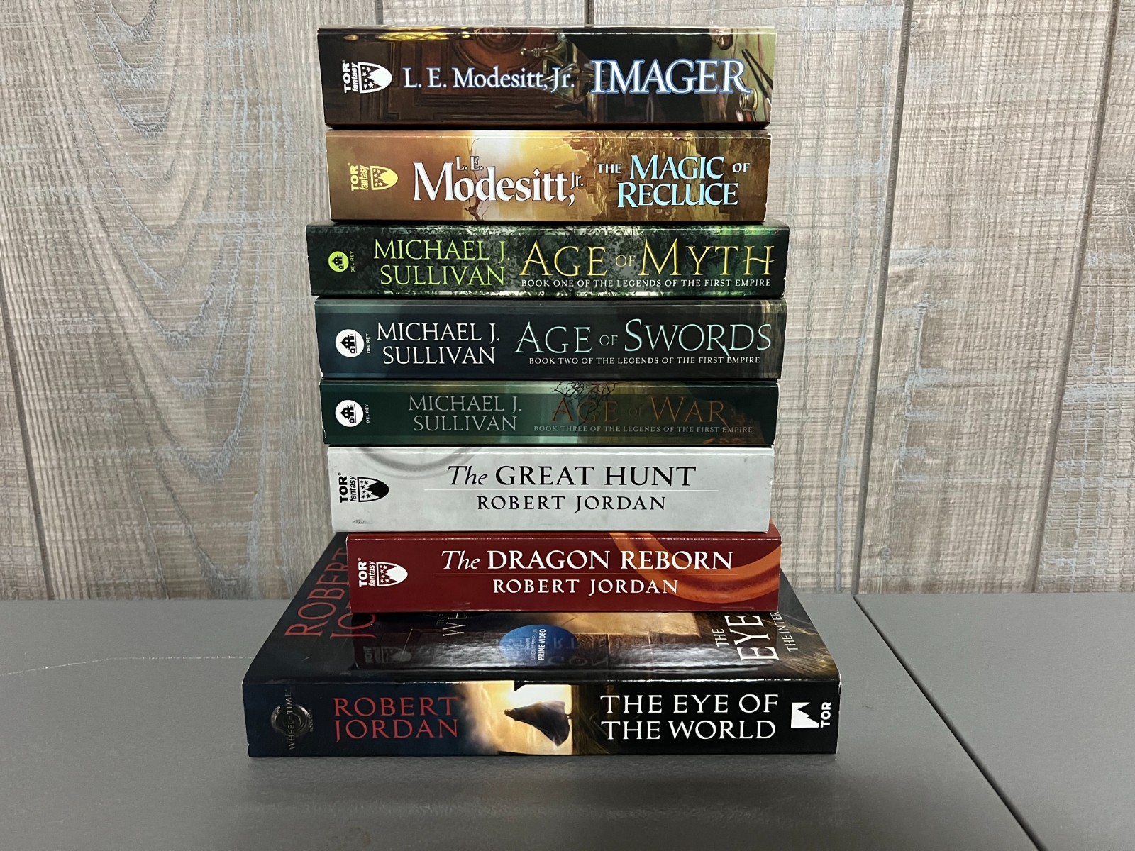 MISC. FANTASY BOOK LOT of 8 Robert Jordan Michael J. Sullivan L.E. Modesitt Jr.