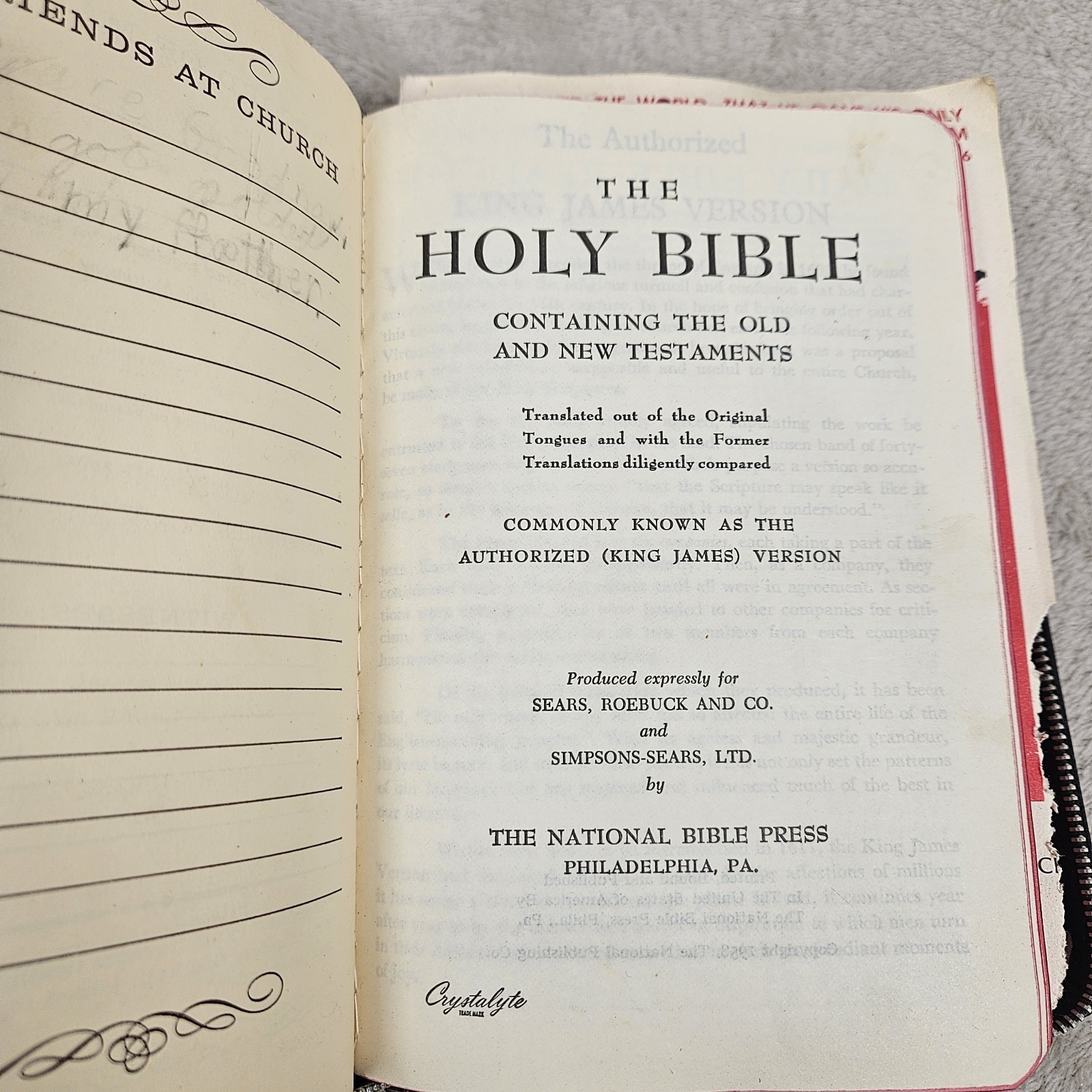 Holy Bible Red Letter KJV 1958 Old & New Testament National Bible Press