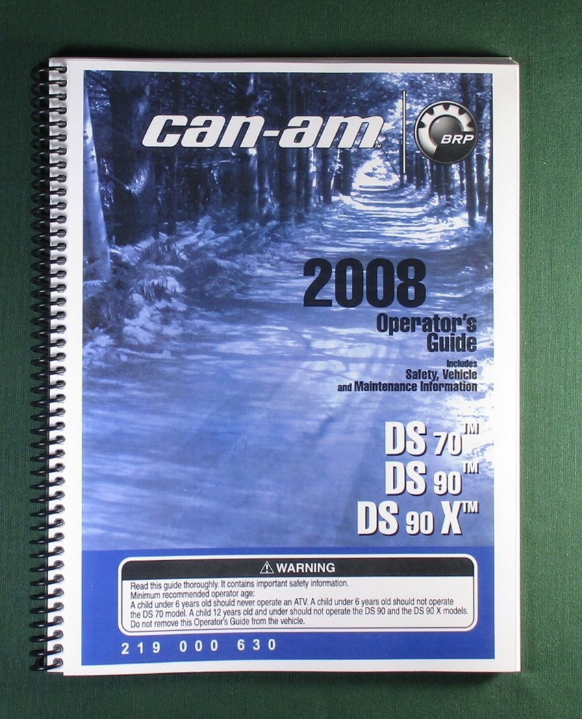 2008 Can-Am DS 90X Owner’s Manual: 140 Pages & Protective Covers!