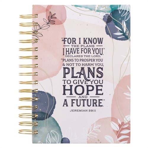 Christian Art Gifts Journal W/Scripture Plans Jeremiah 29:11 Bible Verse White A