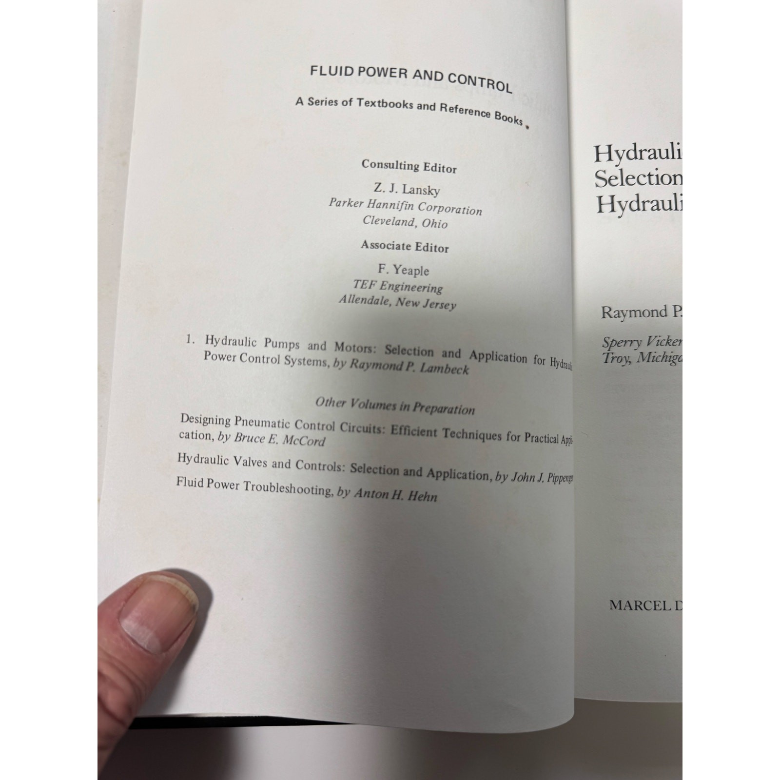 Hydraulic Pumps and Motors Raymond P Lambeck 1983
