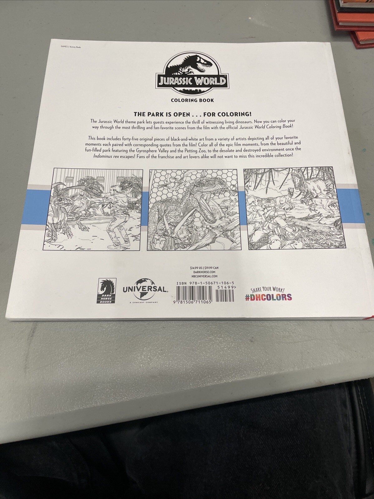 Jurassic World Adult Coloring Book by N. B. C. NBC Universal (2019, Trade…