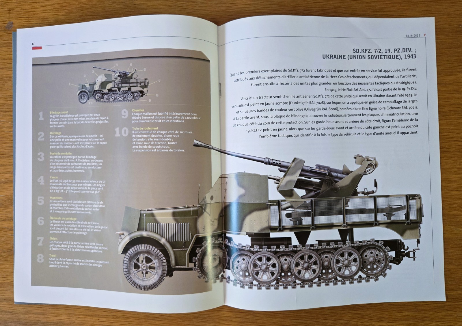 Panzer Collectible Scale Model 58: Sd.Kfz. 7/2 (French Language, 12 Pages)