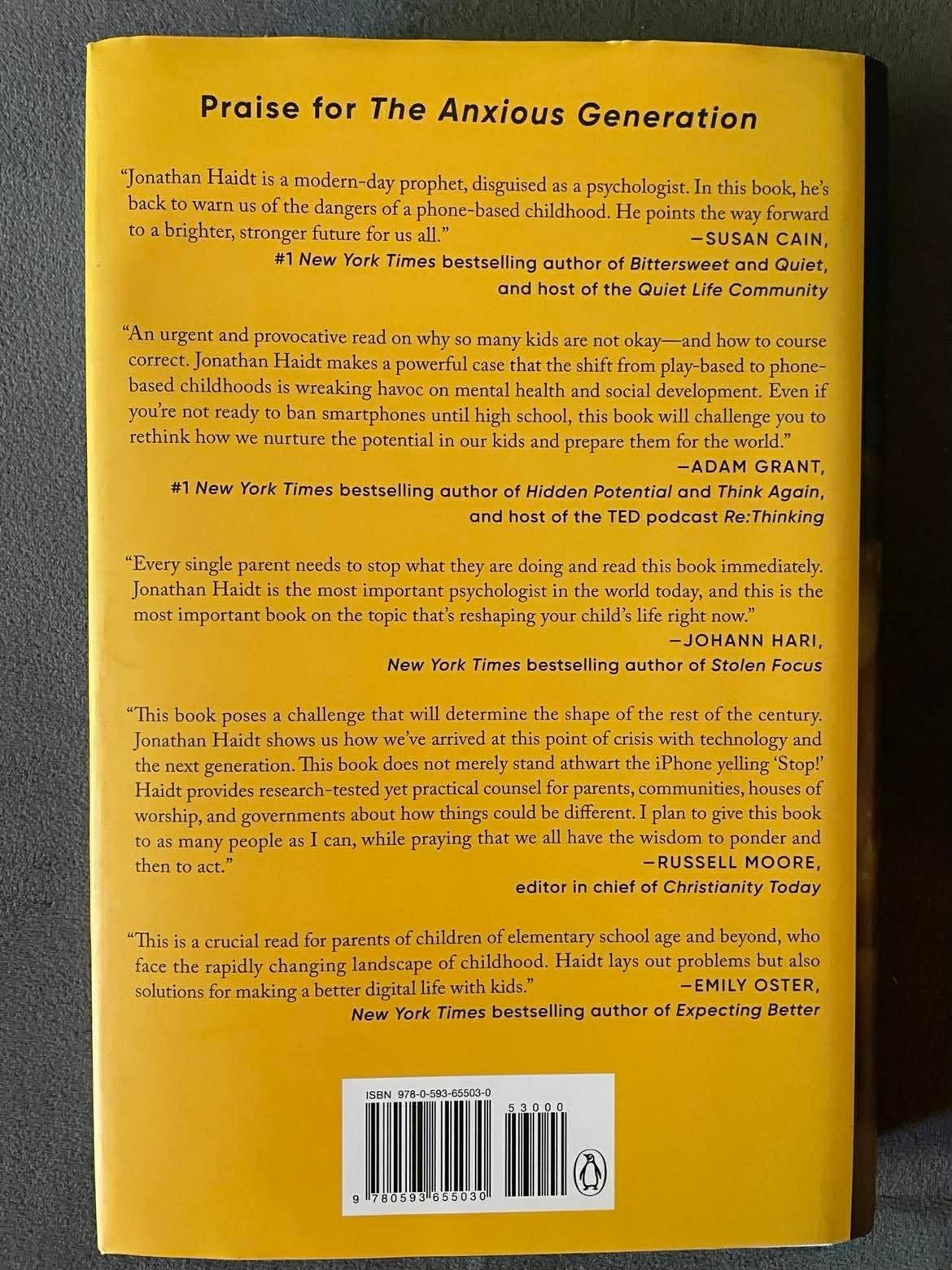 The Anxious Generation By Jonathan Haidt (Hardcover), Like New