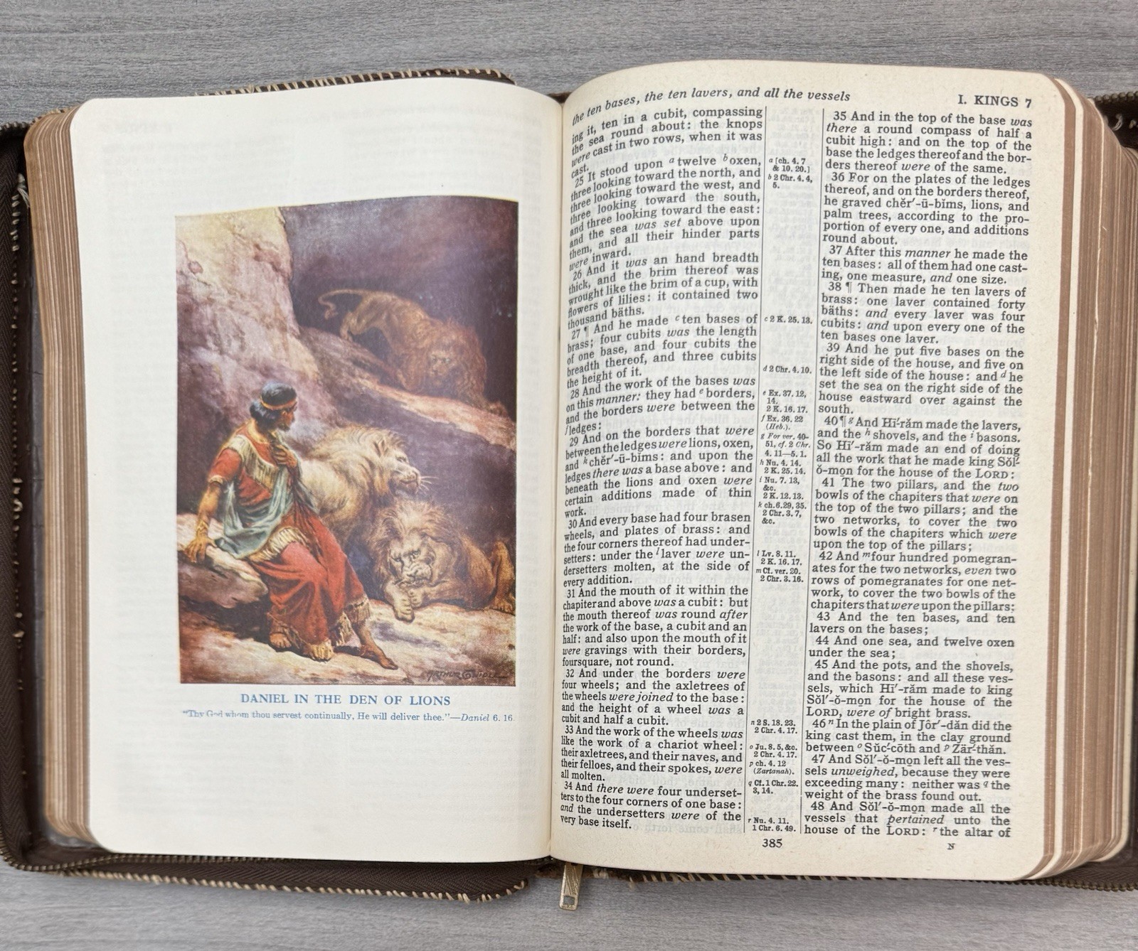 Oxford KJV Bible Brown Basketweave LEATHER Zipper; 1948; Red Letter; Illustrated