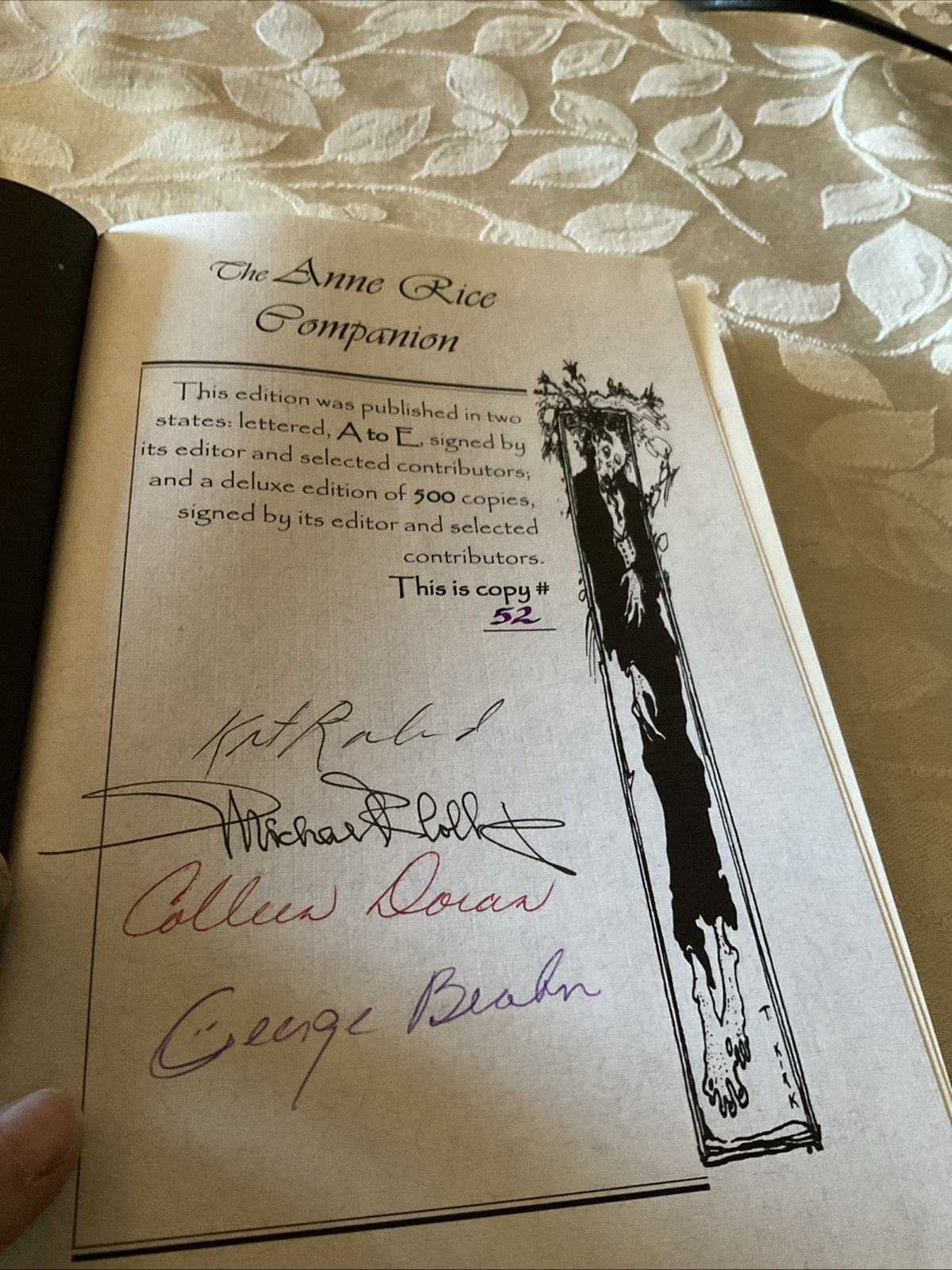 1995 THE ANNE RICE COMPANION BOOK, #52 OF 500, GB INK, GEORGE BEAHM Signed