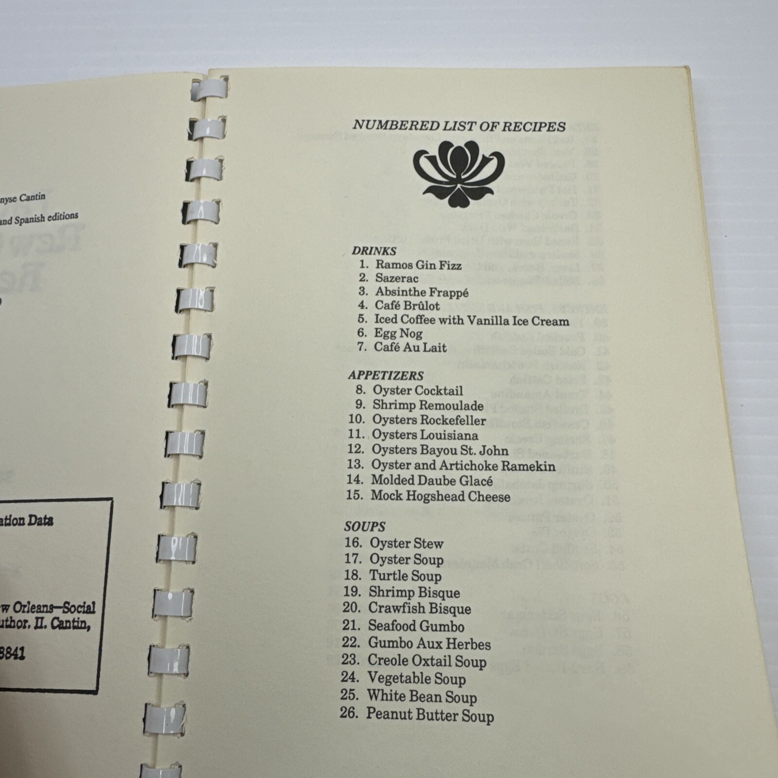 Favorite New Orleans Recipes 1989 Spiral Bound Louisiana New Orleans Cookbook