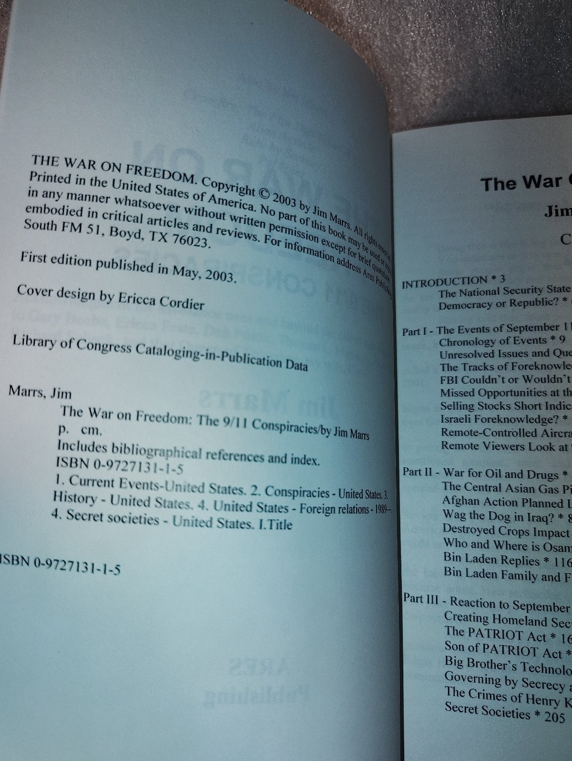 The War on Freedom The 9/11 Conspiracies Jim Marrs 2003 First Edition ARES