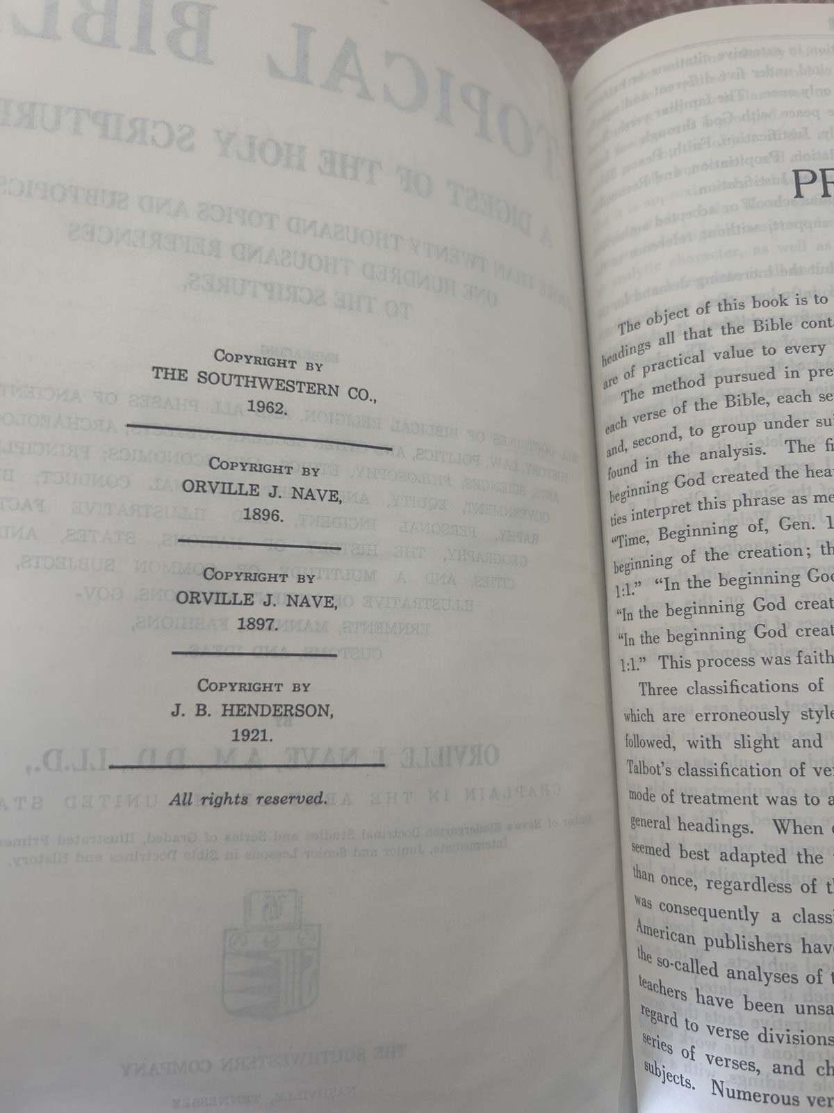 Nave’s Topical Bible KJV Black Leather Bound Gold Embossed Thumb Index 1962