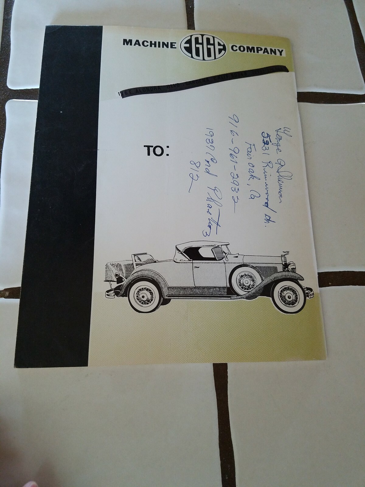 Vintage Egge Machine Co. Catalog 1003 The Parts House for Old Cars 74 pages