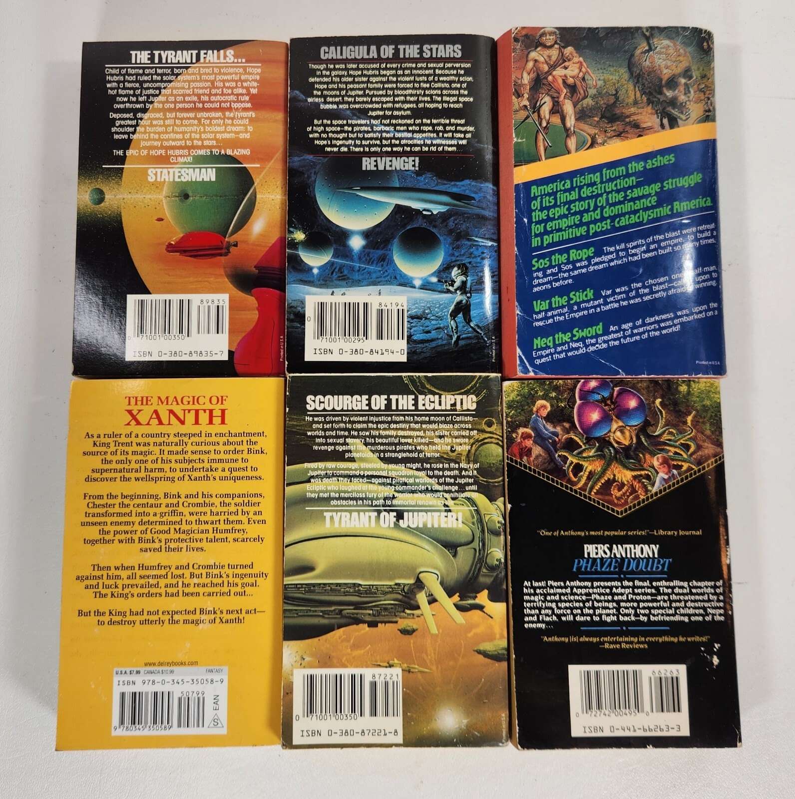 PIERS ANTHONY Book Lot Of 6 BATTLE CIRCLE, THE SOURCE OF MAGIC, PHAZE DOUBT, +
