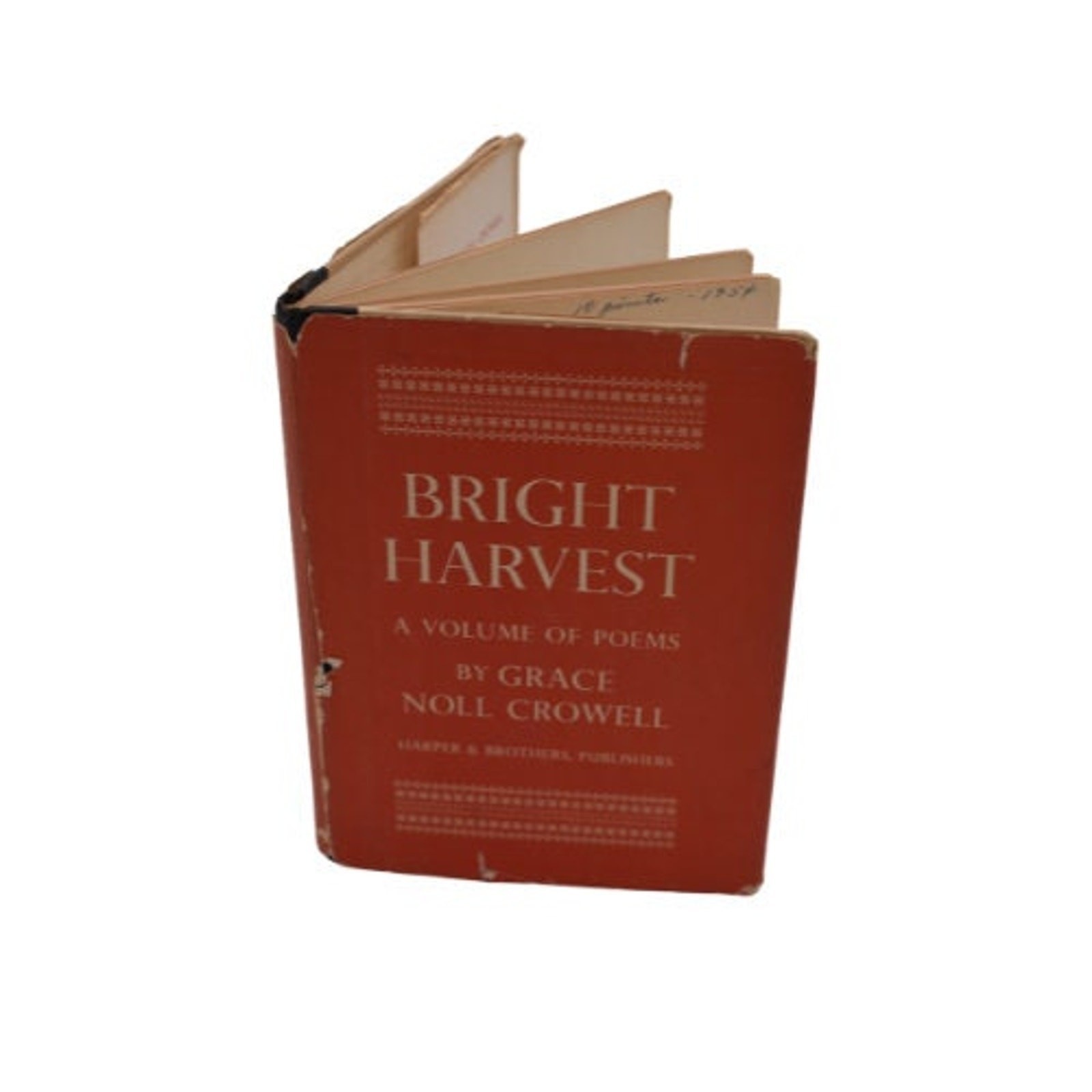 Bright Harvest by Grace Noll Crowell (hardcover, 1952 First Edition) poetry