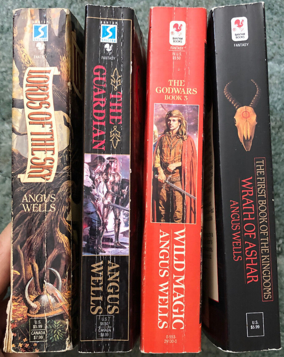 Angus Wells books, lot of 4, Lords of the Sky, The Guardian, Wild Magic