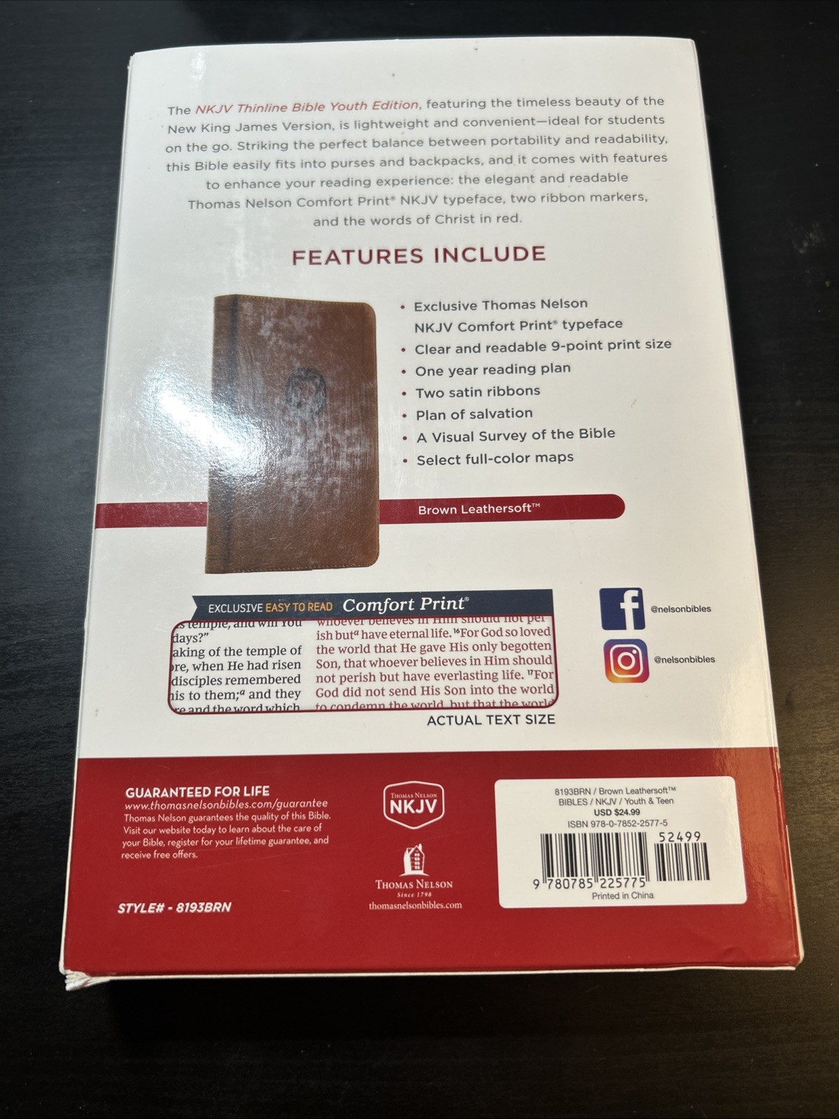 NKJV Thinline Bible by Thomas Nelson New King James Version Youth Edition