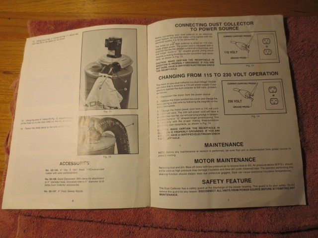 Delta 35 Gallon Dust Collector (Model 50-179) Manual: 8 Pages