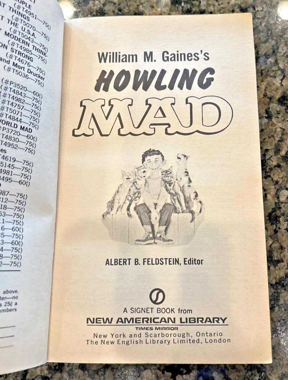 Howling Mad, Signet Book, 1st Printing 1967! William M Gaines, Alfred Feldstein