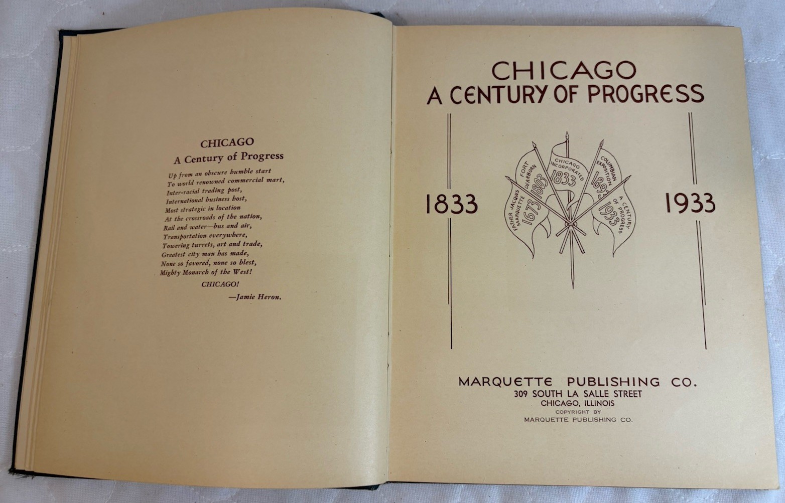 Chicago: A Century of Progress , 1833-1933 Hardcover Chicago Worlds Fair