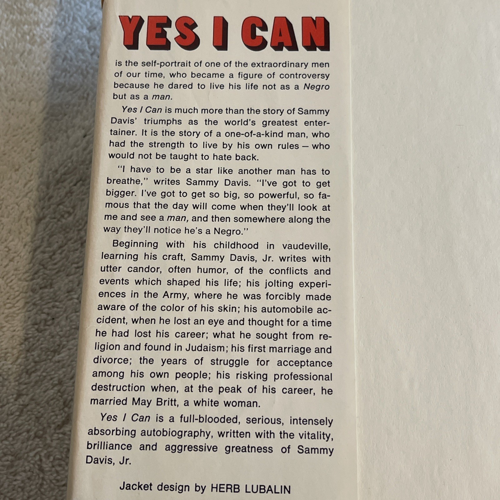 Yes I Can: The Story of Sammy Davis, Jr by Jane and Burt Boyar and Sammy Davis