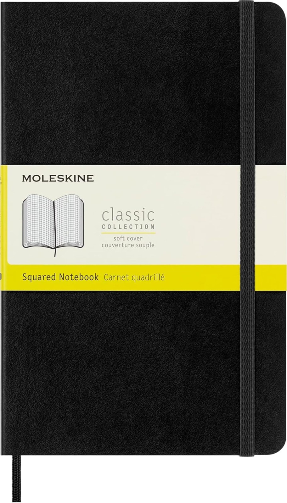 Moleskine Classic Notebook, Soft Cover, Large 5″ x 8.25″ Squared/Grid, Black,…