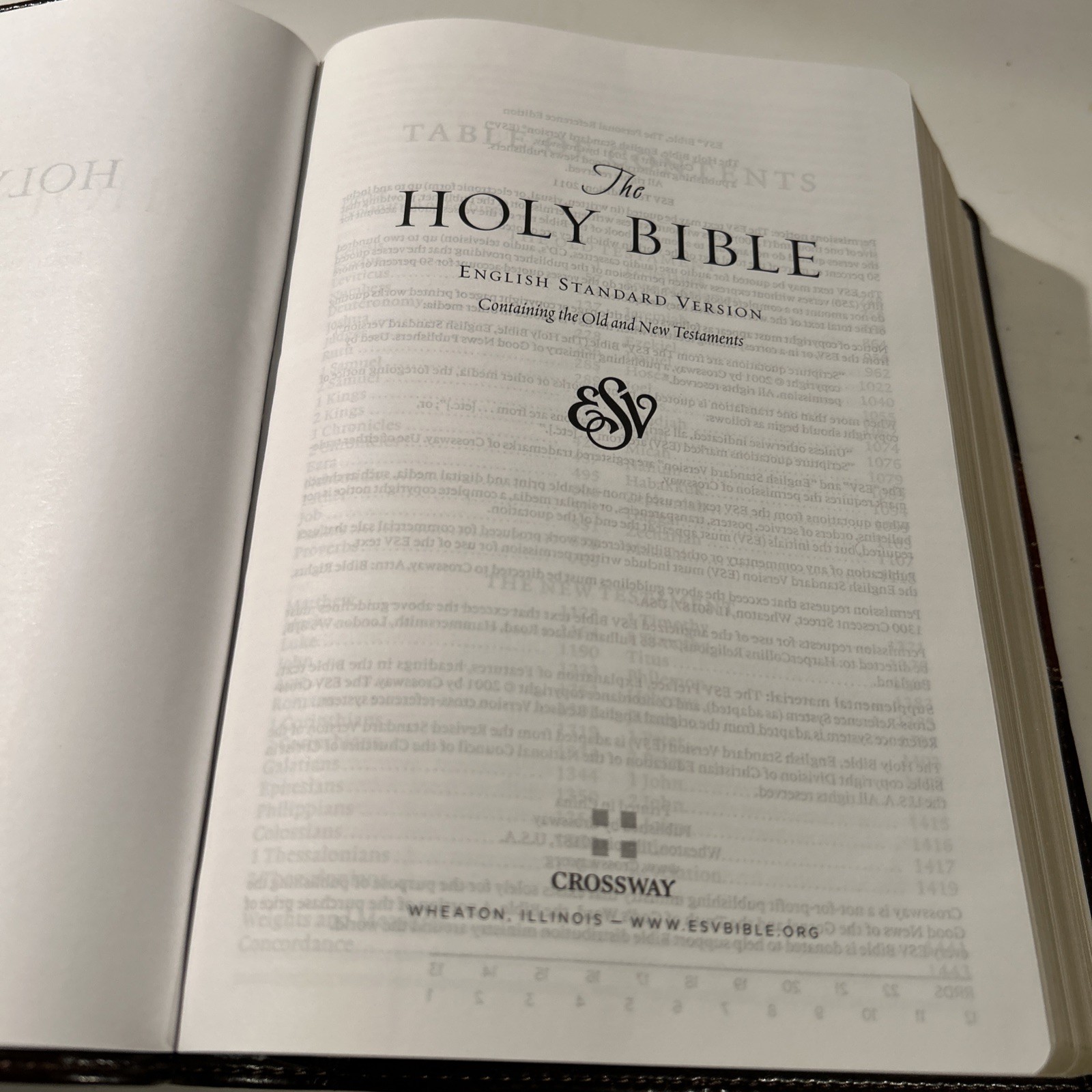 ESV Personal Reference Holy Bible Brown Tan Tru-Tone Single Column Side Ref.