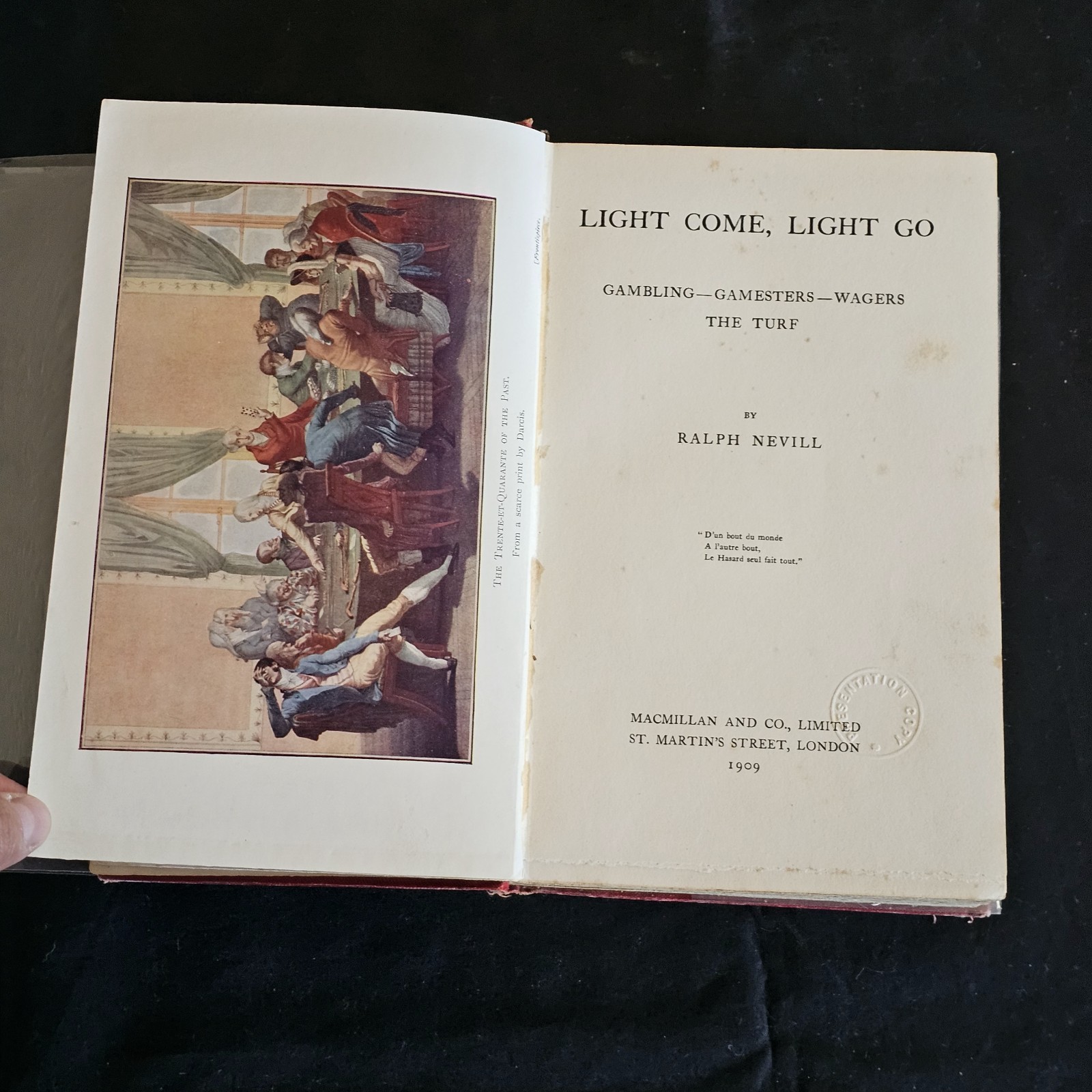 1909 Ralph Go Nevill Light Come Light Gambling Gamesters Wagers The Turf HC