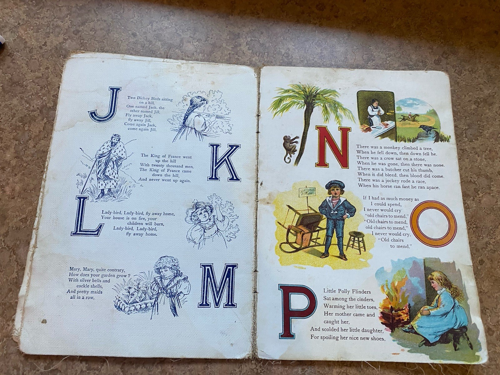 Nursery Rhymes from Mother Goose Lithographed on linen Indestructible 1890s