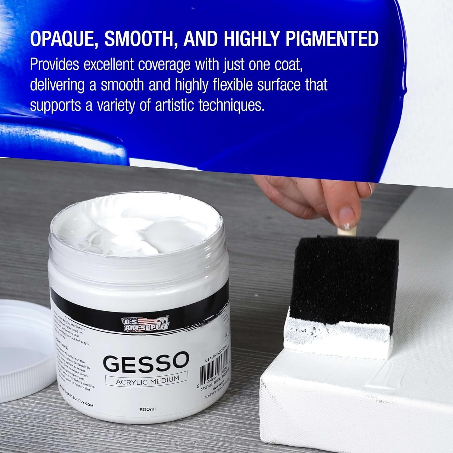 White Gesso Primer 16.9oz – Non-Toxic Gel for Artists’ Canvas Prep