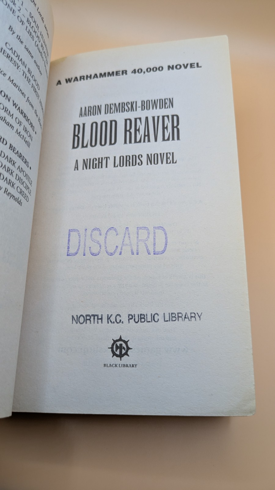 Blood Reaver – Night Lords Series – Aaron Dembski-Bowden – Warhammer 40k – Exlib